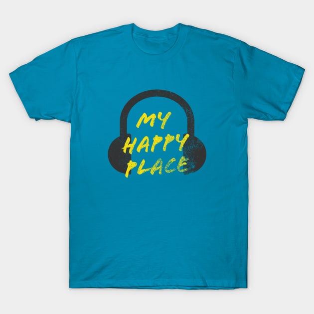 Music Is My Happy Place T-Shirt by Commykaze